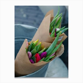 Tulips In A Bucket Canvas Print