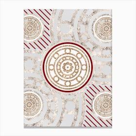 Geometric Abstract Glyph in Festive Gold Silver and Red n.0018 Canvas Print