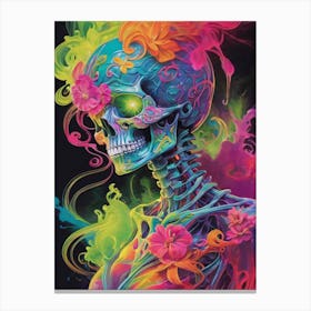 Neon Iridescent Skull Painting (23) Canvas Print