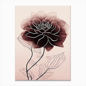Dahlia Line Art Flowers Illustration Neutral 15 Canvas Print