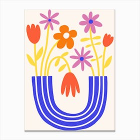 Colorful Flower Vase Print  Canvas Print
