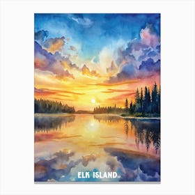 Elk Island National Park Watercolor Painting Canvas Print