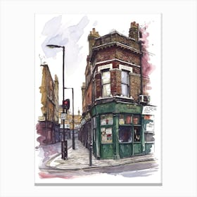 Newham London Borough   Street Watercolour 1 Canvas Print