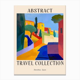 Abstract Travel Collection Poster Barcelona Spain 1 Canvas Print