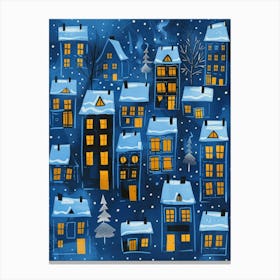 Christmas Houses In The Snow Canvas Print