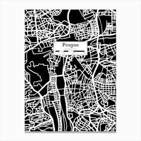 Prague City Map — Hand-drawn map, vector black map Canvas Print