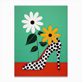 Polka Dots And Daisies 1 Canvas Print