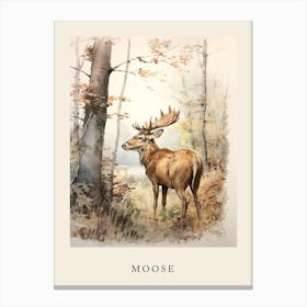 Beatrix Potter Inspired  Animal Watercolour Moose 4 Canvas Print