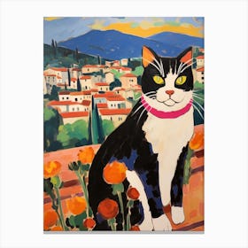 Painting Of A Cat In Arezzo Italy Canvas Print