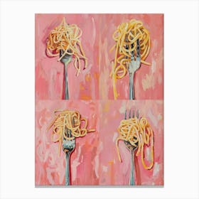 Pasta Forks Kitchen Spaghetti Lover Girly Pink Aesthetic Canvas Print