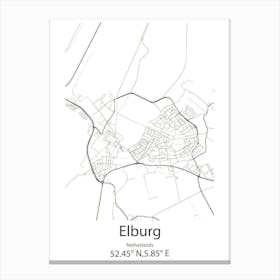 Elburg,Netherlands Minimalist Map Canvas Print