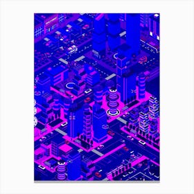 Futuristic City - synthwave neon poster Canvas Print