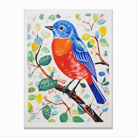 Colourful Bird Painting Eastern Bluebird 3 Canvas Print