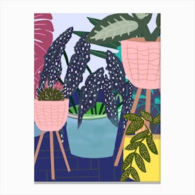 Botanical Pink Plant Pots Canvas Print