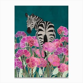 Zebra In Pink Canvas Print