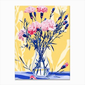 Carnation Flowers On A Table   Contemporary Illustration 4 Canvas Print