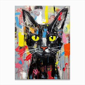 Feline Vandal: Black Cat Art Extravaganza Canvas Print