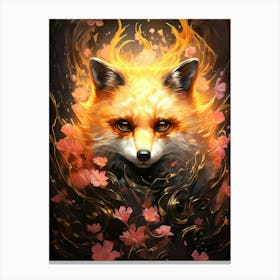 Fox In Flames Canvas Print