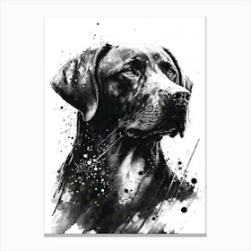 Cute Labrador Retriever Black Ink Watercolor Portrait Canvas Print
