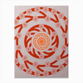 Geometric Abstract Glyph Circle Array in Tomato Red n.0052 Canvas Print