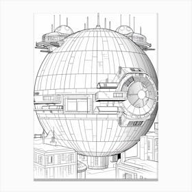 The Death Star (Star Wars) Fantasy Inspired Line Art 1 Canvas Print