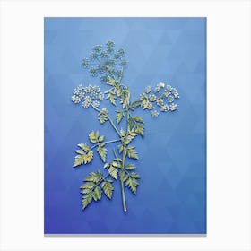 Vintage Hemlock Flowers Botanical Art on Blue Perennial n.1512 Canvas Print