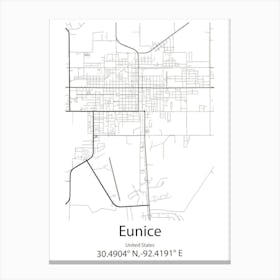 Eunice,United States Minimalist Map 1 Canvas Print