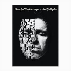 Don T Look Back In Anger Noel Gallagher Oasis Text Art Canvas Print