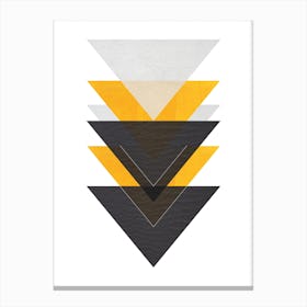 Yellow Grey and Black Six Triangles Abstract Canvas Print