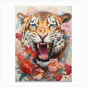 Tiger With Flowers 3 Canvas Print