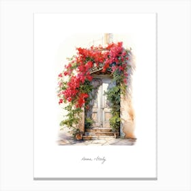 Rome, Italy   Mediterranean Doors Watercolour Painting 3 Poster Canvas Print