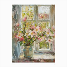 Magnolia Flowers On A Cottage Window 1 Canvas Print