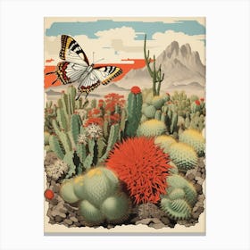Butterfly With Desert Plants 1 Canvas Print