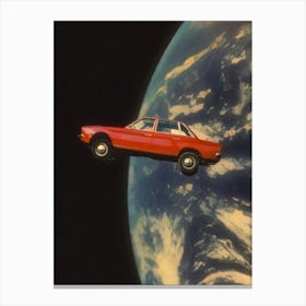 Flying Space Car Canvas Print
