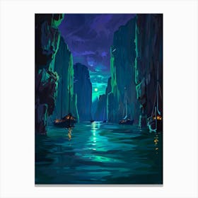 Cliffs At Night 1 Canvas Print