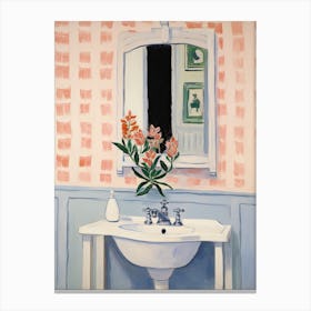 Bathroom Vanity Painting With A Freesia Bouquet 1 Canvas Print