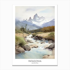 Patagonia Argentina Watercolour Travel Poster 4 Canvas Print