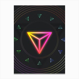 Neon Geometric Glyph in Pink and Yellow Circle Array on Black n.0345 Canvas Print