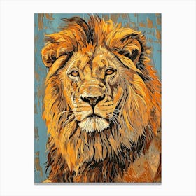 African Lion Relief Illustration Portrait 2 Canvas Print