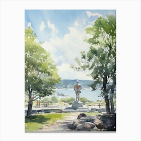 Vigeland Sculpture Park Norway Watercolour 1  Canvas Print