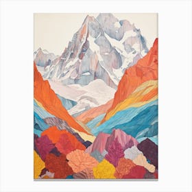 Nanga Parbat Pakistan 3 Colourful Mountain Illustration Canvas Print
