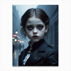 Little Girl In Black Canvas Print