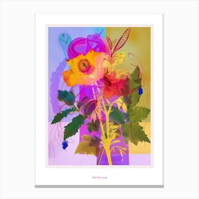 Buttercup 3 Neon Flower Collage Poster Canvas Print