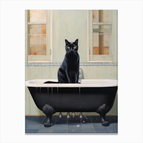 Black Cat In Bathtub 1 Canvas Print