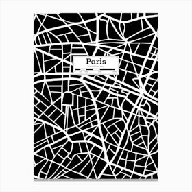Paris City Map — Hand-drawn map, vector black map Canvas Print