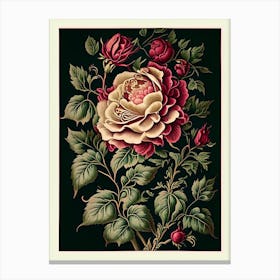 Rose Floral 2 Botanical Vintage Poster Flower Canvas Print