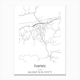 Ivanec,Croatia Minimalist Map Canvas Print