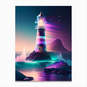 Lighthouse, Waterscape Holographic 1 Canvas Print
