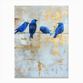 Blue Birds On A Wire 1 Canvas Print