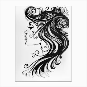 Drawing Of A Woman'S Head Canvas Print